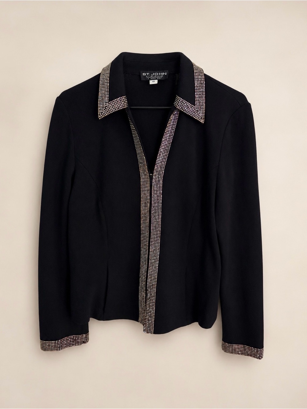 Vintage St. John Evening Santana Knit Rhinestone Jacket Size 10